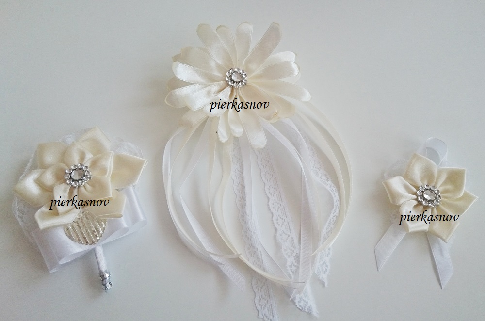 svadobné pierka biele - krémové s čipkou