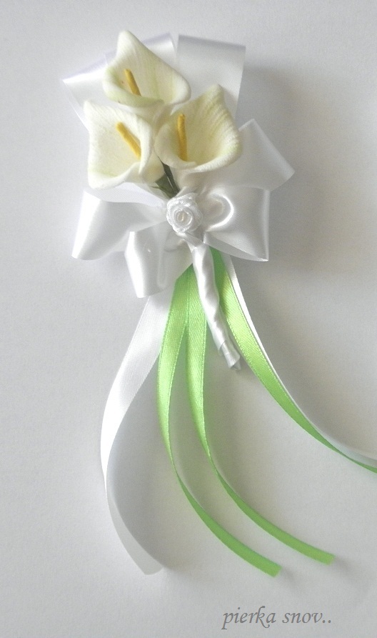 Svadobné pierko - Kala - bielo zelená