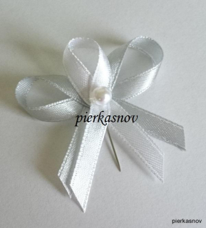 svadobné pierko bielo - strieborné s perličkou VZOR 2