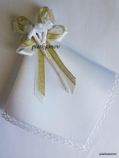 Svadobné pierka bielo - zlaté s ružičkami