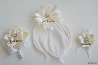 svadobné pierka biele - krémové s čipkou