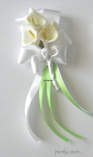 Svadobné pierko - Kala - bielo zelená