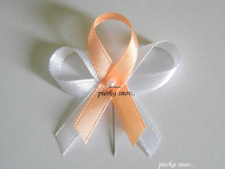 svadobné pierko bielo oranžové s perličkou VZOR 1