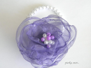 Náramok pre družičku - fialový s perličkami